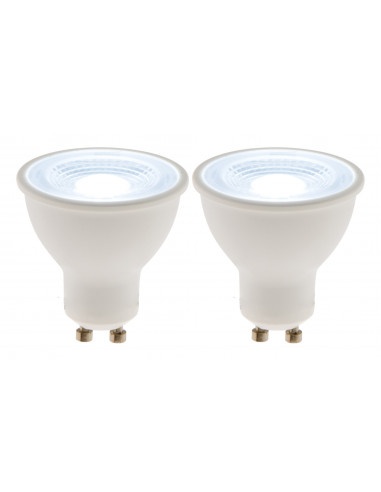 Lot de 2 spots LED GU10 - 5W - Blanc neutre - 400 Lumen - 6500K - A+ - Zenitech