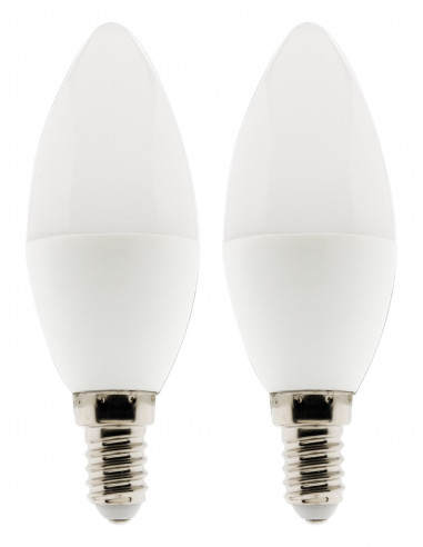Lot de 2 ampoules flamme LED E14 - 5W - Blanc neutre - 400 Lumen - 4000K - A+ - Zenitech