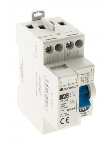 Interrupteur différentiel 40/2 30mA Type AC NF - Zenitech