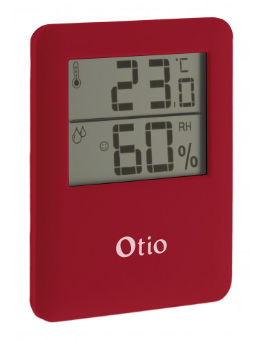 Thermomètre hygromètre magnétique rouge - Otio