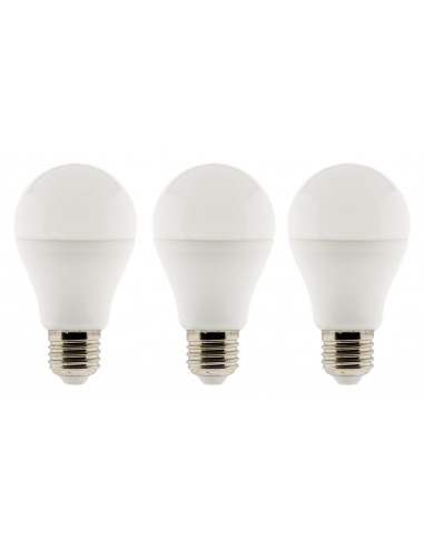 Lot de 3 ampoules LED E27 - 6W - Blanc chaud - 470 Lumen - 2700K - A+ - Zenitech