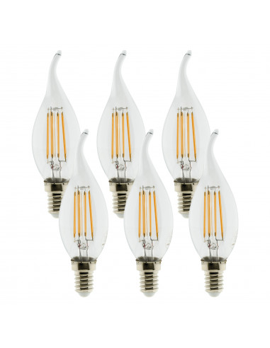 Pack de 6 ampoules LED Déco filament 3W E14 Coup de vent