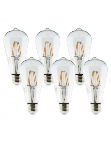 Pack de 6 ampoules LED Déco filament 4W E27 Edison