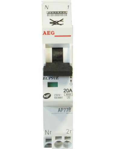 Disjoncteur à connexion automatique PH/N 4,5KA 20A Type AC
