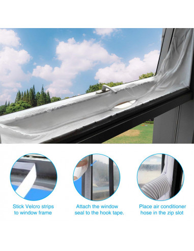 Joint de fenêtre pour climatisation mobile - Tissus de calefeutrage climatisation pour Fenêtres  - 400cm - Blanc