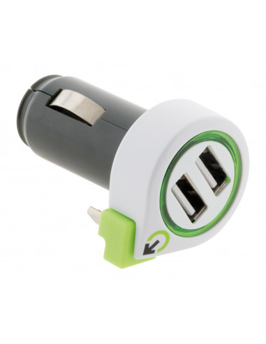 Chargeur de voiture avec câble et prise Micro-USB + 2 USB - Q2 Power