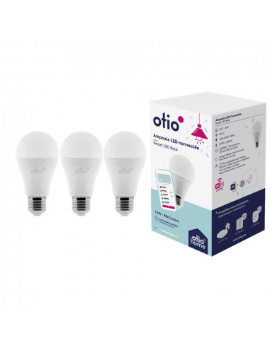 Pack de 3 ampoules connectées WIFI LED E27 10W - OtioHome